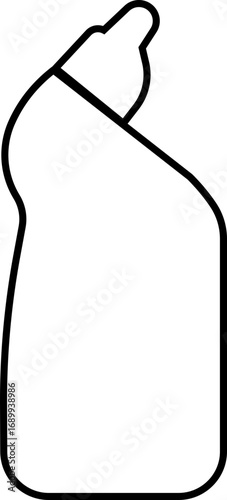 Cleaning product bottle icon in line style, Monochrome detergent, spray, liquid container, household cleaner, disinfectant, soap, chemical packaging illustration isolated on transparent background.