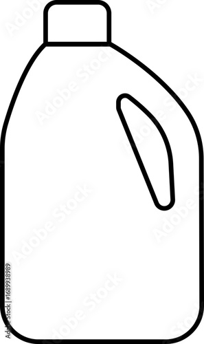 Cleaning product bottle icon in line style, Monochrome detergent, spray, liquid container, household cleaner, disinfectant, soap, chemical packaging illustration isolated on transparent background.