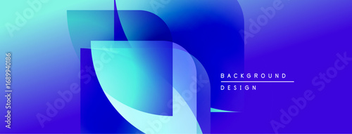 Abstract blue gradients form flowing shapes. Minimalist design with text indicating background creation. Modern aesthetic, vibrant colors.