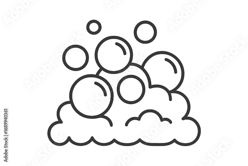 Soap bubbles and foam suds vector line icon. Simple illustration for washing, cleaning, and hygiene concepts. Effervescent lather for laundry, bath, or shampoo design element.