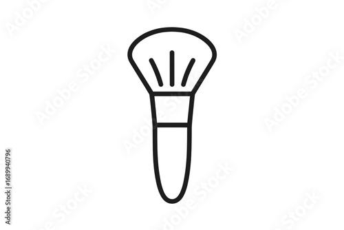 Makeup brush icon, cosmetic beauty symbol. Linear vector graphic for powder, blush, foundation. Make-up artist tool pictogram for salon, web, app design. Visage, glamor concept.