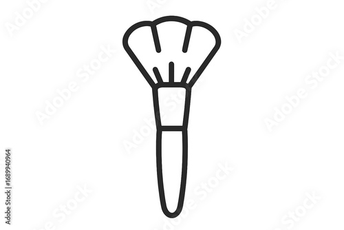 Cosmetic makeup brush simple line icon. Vector of a powder or blush applicator tool for beauty and glamour. Minimalist outline graphic for web, app, and fashion design.