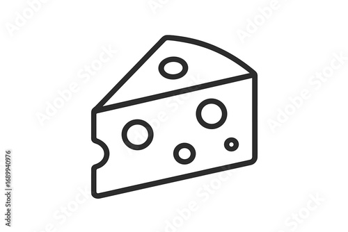 Cheese wedge minimal icon. Swiss cheese slice pictogram. Food and dairy concept. Simple linear outline symbol for graphic design, web, apps, menu. Vector illustration.