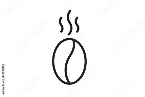 Coffee bean outline icon. Roasted coffee bean with steam aroma. Vector logo concept for cafe, coffee shop, menu. Symbol of caffeine, energy, morning drink, espresso, cappuccino.