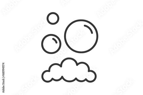 Bubble and foam line icon concept. Soap suds, washing, and cleaning symbol. Effervescent water or carbonated drink. Simple vector illustration for hygiene or beverage.