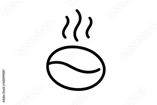 Roasted coffee bean with aroma symbol. Simple vector outline pictogram for cafe menu, coffee shop logo, beverage app, and web design. Hot drink, caffeine, energy concept.