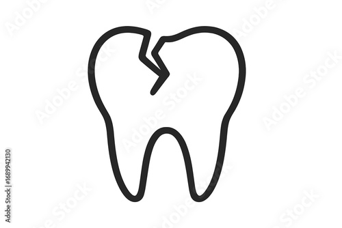 Cracked tooth line icon. Tooth decay, caries, sensitive tooth. Dental problem, toothache concept. Stomatology, dentistry, oral care. Broken enamel. Vector outline symbol.