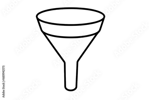 Sales funnel marketing concept. Vector line icon for business strategy, lead generation, customer journey, and conversion rate optimization. Data filter process analysis symbol.