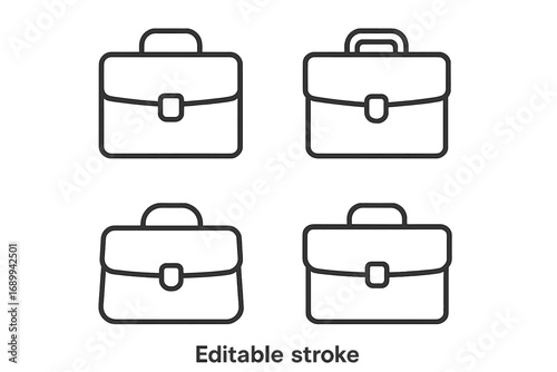 Briefcase line icon set. Business bag portfolio symbol collection. Simple outline vector illustration for web, UI, app. Corporate work, job, finance concept. Editable stroke.