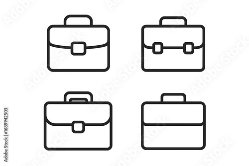 Briefcase line icon set. Business portfolio, work case symbol collection. Vector outline pictogram for web, UI, UX design. Editable stroke. Finance, job, office concept.
