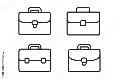 Briefcase line icon set. Business portfolio bag symbol collection. Simple outline vector illustration for web, app. Work, job, career concept pictogram. Minimalist design element.
