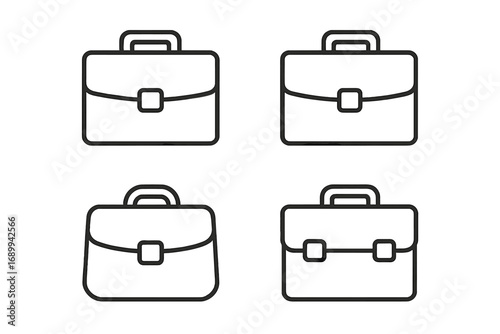Briefcase line icon set. Business portfolio bag symbol. Work case for documents. Office, job concept. Simple outline pictogram for web design, UI, UX, app. Editable stroke vector.