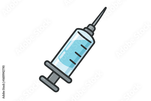 Syringe vector icon. Cartoon line illustration of medical injection for vaccine or treatment. Healthcare and medicine concept. Immunization, vaccination, and dose of liquid drug.