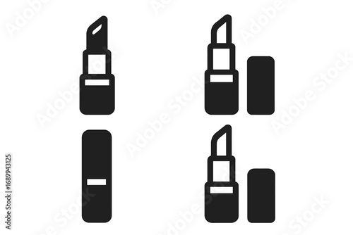 Lipstick icon set. Minimalistic linear pictogram collection for web and graphic design. Beauty, cosmetics, makeup and fashion concept. Vector illustration for apps and social media.