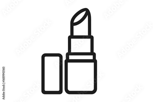 Lipstick icon, makeup and cosmetic symbol. Beauty product sign for glamour and fashion. Vector line art illustration. Simple outline pictogram for web, app and graphic design.