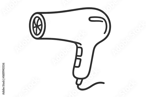 Hair dryer line icon. Blow dryer vector illustration. Hairdressing tool symbol for salon or barbershop. Beauty and hairstyle concept. Simple outline graphic for app and web design.
