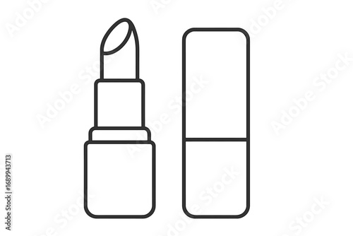 Lipstick icon vector. Open lipstick with cap. Cosmetics and makeup concept. Beauty product outline. Linear illustration. Minimalist symbol for web design, apps, glamor.