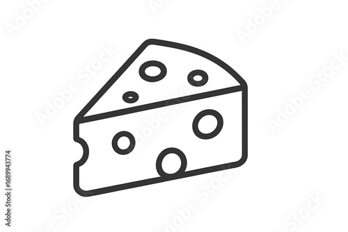 Cheese wedge thin line icon. Simple vector illustration of a dairy food product. Swiss cheese pictogram for web, apps, and graphic design. Minimalist outline symbol of food.
