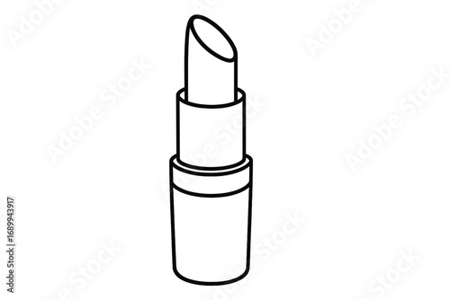Lipstick outline symbol. Cosmetics, makeup line icon. Beauty product vector illustration. Simple linear sketch for web design, app, logo. Fashion glamour female pomade sign.