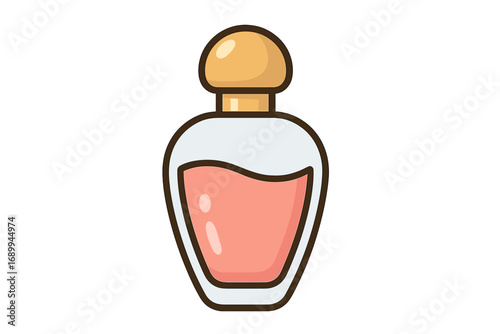 Perfume bottle vector icon. Flat cartoon illustration for beauty and cosmetics. Fragrance, scent, glamour, aroma, luxury concepts. Eau de toilette, cologne, self-care symbol.