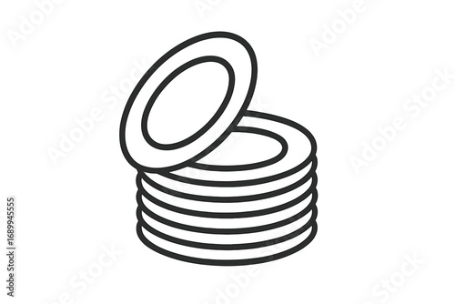 Stack of plates line icon. Clean dishes, tableware concept for restaurant, cafe menu. Minimalist vector illustration for web, graphic design, apps, social media, banners.