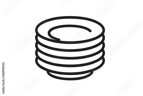 Stack of plates line icon. Minimalistic dishware symbol for web, apps, menu, and graphic design. Clean dishes, kitchenware, or tableware vector illustration for restaurant.