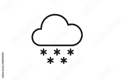 Snow cloud icon. Weather forecast concept. Winter. Snowfall. Snowflake. Cold. Freeze. Frost. Blizzard. Simple outline symbol. Minimalist line art. Vector illustration for web, app.