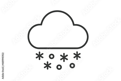 Snow and cloud outline icon. Weather forecast symbol. Vector concept of winter, snowfall, snowstorm, blizzard, precipitation, cold. Minimalist illustration for web, apps.