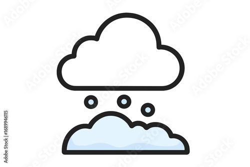 Snow cloud outline icon for weather forecast apps and web design. Vector illustration of snowfall, snowdrift, and hail. Winter season symbol, cold climate, blizzard sign.