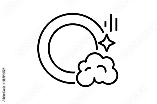 Clean plate icon vector. Dish washing concept. Soap foam and sparkle. Kitchen chore symbol for hygiene. Minimalist line art illustration for graphic design, web, apps, logo.