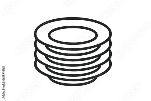Stack of clean plates vector line icon. Kitchen dishware symbol. Pile of tableware for restaurant, cafe or home dining. Simple outline illustration for food service concept.