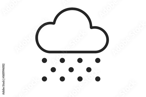 Snow cloud outline icon. Weather forecast symbol. Winter snowfall, blizzard, or hail storm concept. Simple minimalist line art vector for web design, app, pictograph. Cold weather.