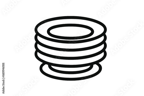 Stack of plates icon. Clean dishes pile. Simple outline style. Kitchen dinnerware, restaurant tableware concept. Vector line art illustration for logo, app, web design.