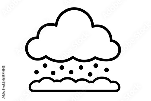 Snow cloud icon. Weather symbol for snowfall and winter season. Simple outline vector for web design, apps. Cold forecast sign. Linear graphic element for blizzard or storm.
