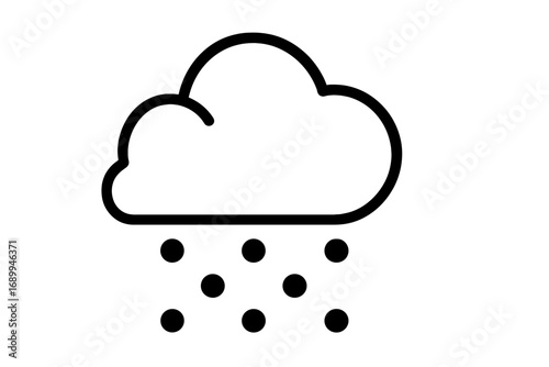 Weather icon with cloud and snow. Winter precipitation symbol. Outline vector for forecast app, web design. Hail or sleet falling from the sky. Minimalist climate graphic.