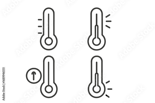 Minimalistic line icons set of thermometer and temperature symbols, linear design for web, graphic design, apps, banners, social media, cards, vector cartoon style