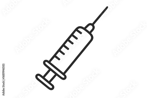 Syringe line icon. Vector illustration for medical and healthcare concepts. Vaccination and immunization symbol. Medicine dose, treatment, drug injection, and vaccine shot pictogram.