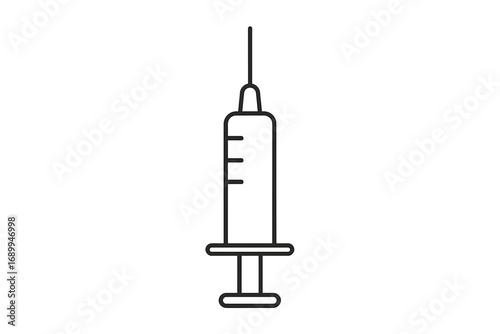 Syringe line icon. Vaccine injection symbol. Medical vector illustration for healthcare. Simple outline pictogram for vaccination, dose, medicine, and treatment. Isolated.