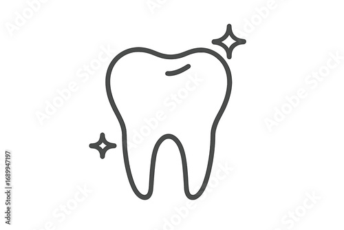 Clean tooth thin line icon. Healthy tooth with sparkle. Dental care, oral hygiene concept. Dentistry, stomatology symbol. Vector illustration for web, graphic design, apps