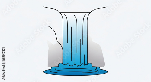 Waterfall illustration flowing water nature scene river stream cascade drawing scenic landscape design vector art