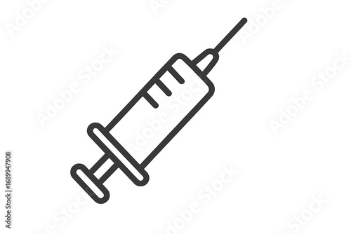 Syringe line icon vector. Medical injection, vaccination, and healthcare concept. Simple outline symbol for vaccine, treatment, medicine, hospital, and health care design.