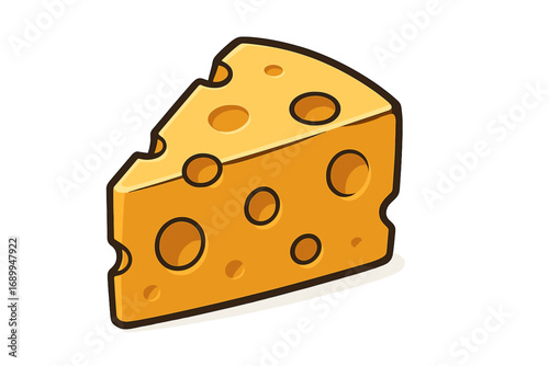 Cheese wedge vector icon. Cartoon illustration of a Swiss cheese slice. Isolated dairy food product. Graphic symbol for app, web design, menu, logo. Gourmet snack appetizer.