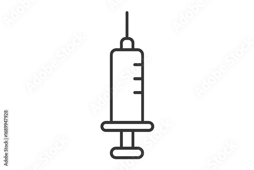 Syringe line icon. Medical symbol. Vector illustration for healthcare, vaccination, injection. Concept for vaccine, medicine, immunization, treatment, dose, shot, drug, clinic.
