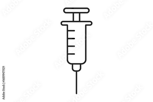 Syringe line icon. Medical injection, vaccination concept. Vector outline illustration for healthcare, medicine, hospital. Needle symbol for dose, drug, vaccine. Simple linear graphic.