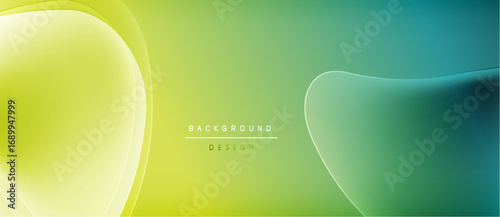 Abstract background features smooth gradients. Yellow, green, teal hues blend seamlessly creating modern design. Minimalist aesthetic.