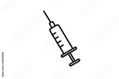 Syringe vector line icon for medical injection, vaccine, or drug dose. Simple outline illustration for vaccination, immunization, and healthcare concepts. Medicine shot symbol.