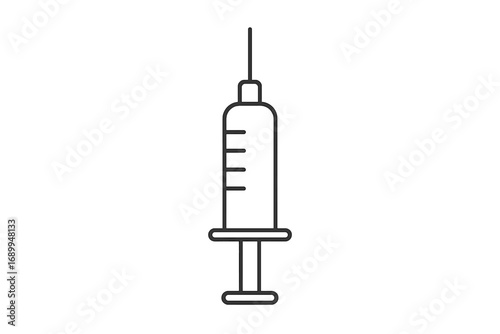 Syringe outline icon. Medical injection, vaccine, and vaccination symbol. Simple linear vector for medicine, healthcare, and treatment concepts. Dose, drug, immunization shot.