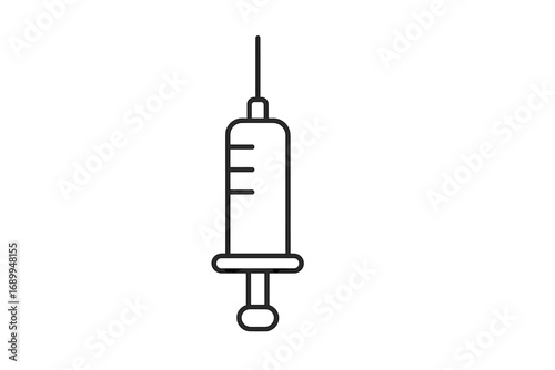 Syringe line icon. Medical injection, vaccination concept. Medicine dose, drug needle for treatment. Health care, immunization symbol. Simple outline for hospital, clinic, pharmacy.