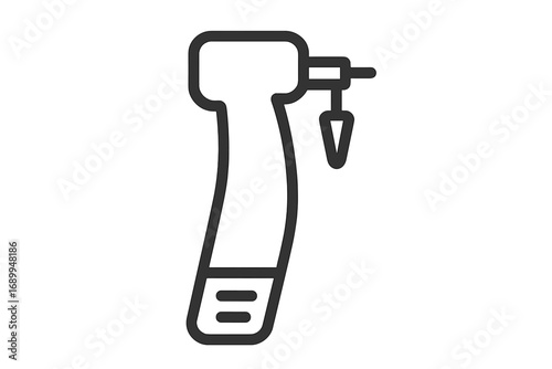 Dental drill line icon. Tooth cleaning & polishing tool symbol. Dentistry, stomatology, oral hygiene concept. Medical instrument for dental care & caries treatment vector.