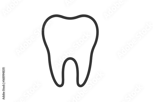 Tooth icon simple line art vector. Dental clinic logo sign. Minimalist outline symbol for dentistry, oral hygiene and health care. Stomatology graphic element isolated.
